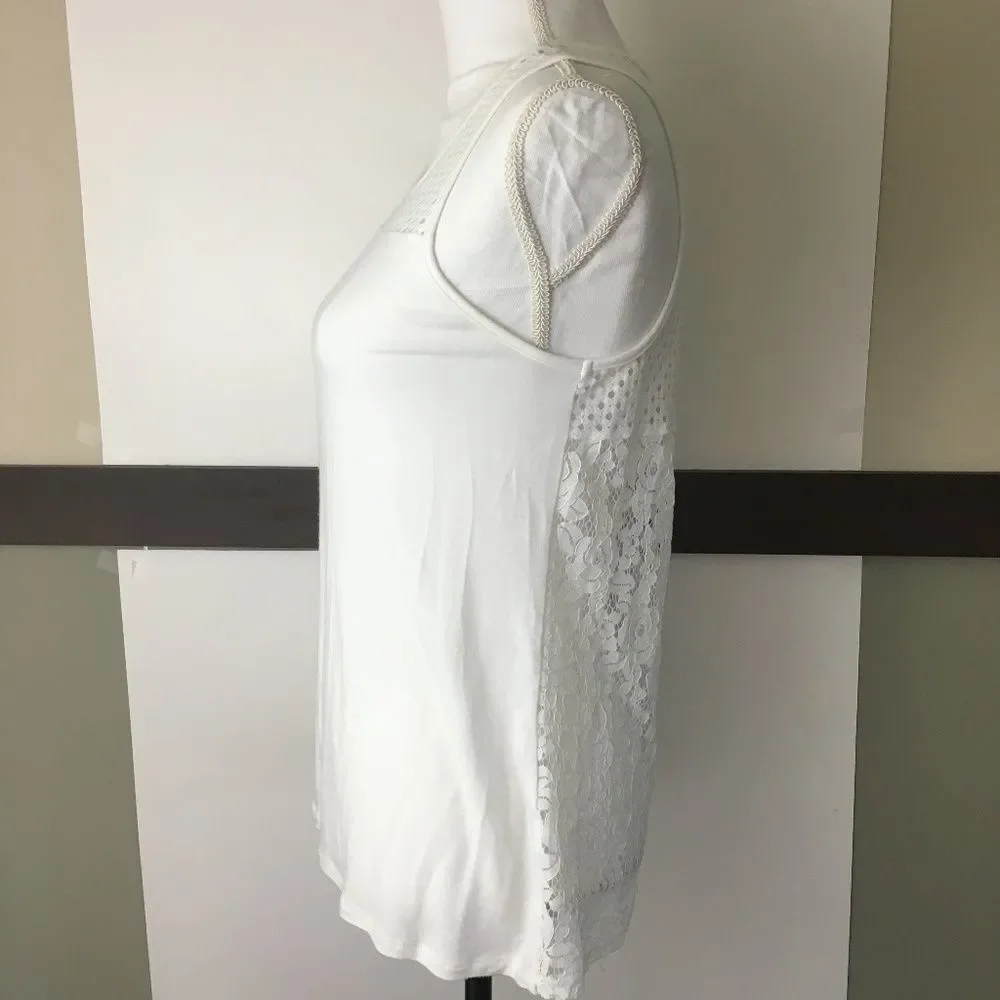 Red Haute White Lace Sleeveless Stretch Tank Top womens S Casual Summer - Picture 7 of 8